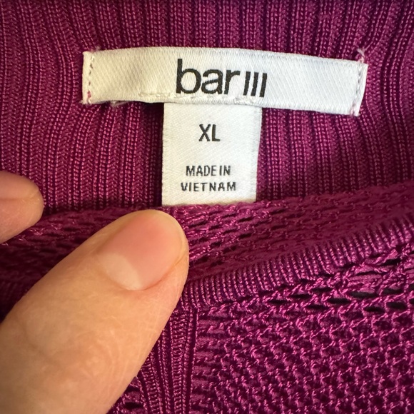 NWOT Bar III Size XL Fuchsia Textured Dolman Sleeve Crop Top Sweater - Picture 3 of 16